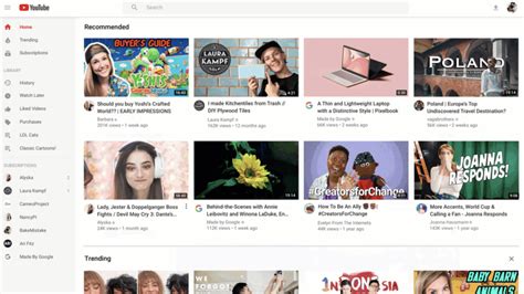 youtube.com home page.